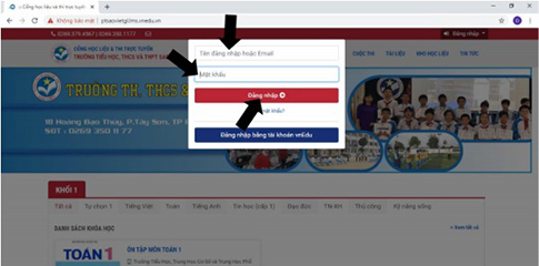 hướng dẫn đăng nhập VNPT E-learning theo địa chỉ do nhà trường bước 3