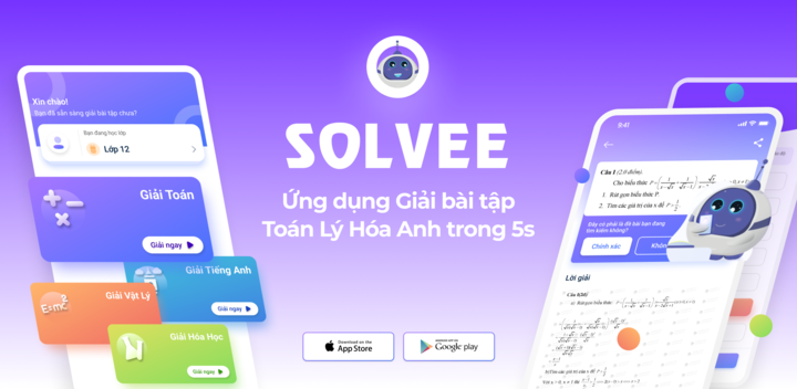 Solvee - Ứng dụng Giải bài tập Toán, Lý, Hóa, Anh trong 5s